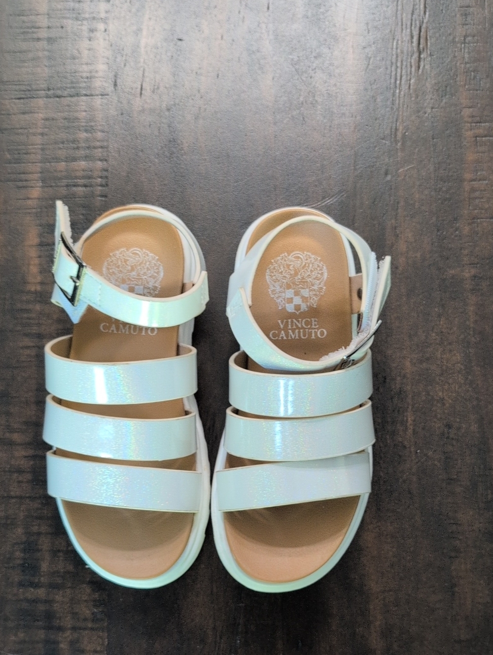 Vince Camuto Girls Iridescent White Sandals – Size 12
